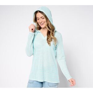 Belle by Kim Gravel Women's Top Plus Sz 2X Nautical Knit Mariner Blue A679873